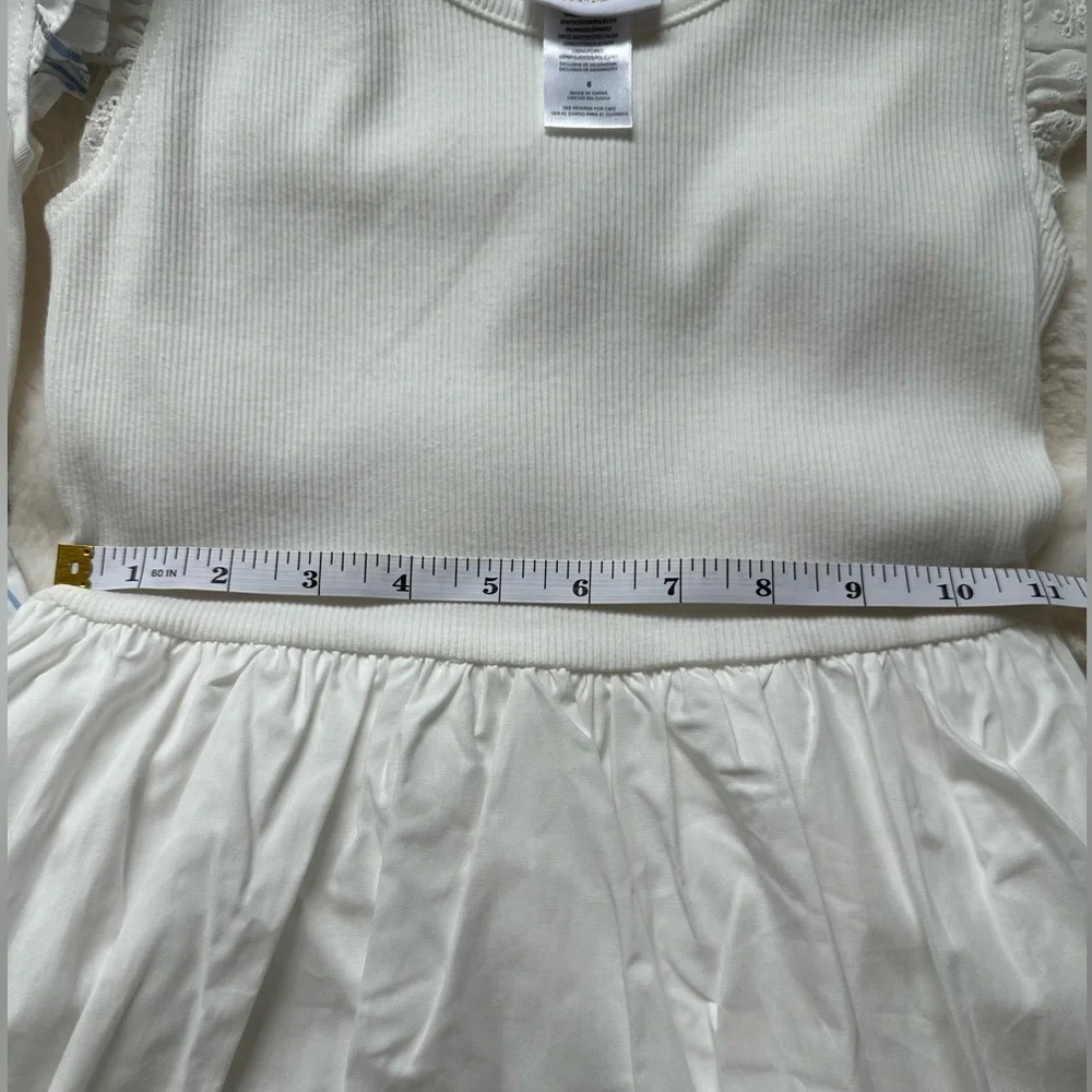 Rachel Zoe Girls Dress Set 2Pc Size 6 Blue & White Stripe Flutter Sleeve Lined